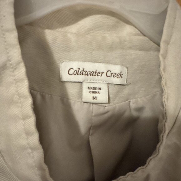 Coldwater Creek Womens 14 Tan Mock Neck Button Linen Blend Jacket Neutrals Basic - Picture 3 of 6